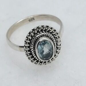 Sterling Silver blue topaz ring size 5‎